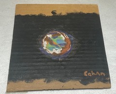 CohAn Original Planet Painting Acrylic & Colored Pencil on Cardboard Mixed Media