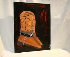 ACME ROCKABILLY COWBOY BOOTS Jr CHARLIE FAST OUTSIDER PAINTING FOLK POP ART USA