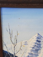 VTG 1970s American Landscape Acrylic Painting Of Colorado Rockies In The Spring