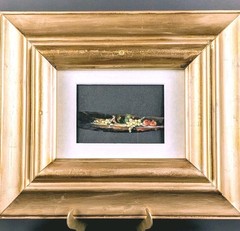 Original Acrylic On Feather Framed Fruit Still Life Gold Frame Judith Klein 05