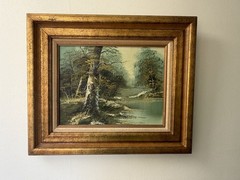 Vintage Signed Oil Painting Impasto Landscape 24×20 Framed MCM