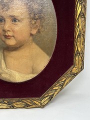 Antique Oil Painting Of Boy 1918 Montreal Canada Frame 21” By 18”