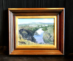 Vintage Oil Painting – „Tranquil River“ Landscape – Mexico – Gustavo Valenzuela