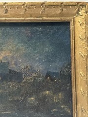 MOON LIGHT LIT PAINTING NOCTURNAL COASTAL NAUTICAL 19TH TO 20TH CENTURY MYSTERY