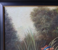 50″ Wide Framed Oil On Canvas Painting After Francois Boucher „Diana Bathing“