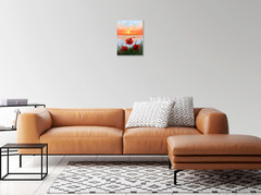 Poppy Field Oil Painting Original Ocean Sunset Wild Flowers Meadow Wall Art