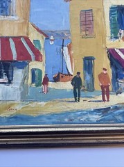 MID CENTURY IMPRESSIONIST PAINTING ARCHITECTURE CITY STREET SCENE SIGNED CORINI