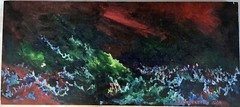 Art Original Acrylic On Wood signed Nancy Peidelstein “Magnificent Storm”