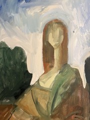 Surrealism Mona Lisa Portrait Painting Landscape 22”x28” Large Canvas Original