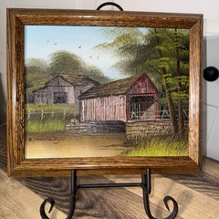 K Michaelson Original Canvas Oil Painting “Covered Bridge”8×10 COA #95004 Framed