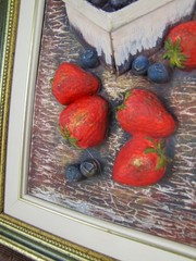 3D Fruit Painting by Denise Plouffe, Vintage 1990s Québec Art, Original Piece
