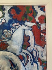 1992 Romanian Artist JOSIF MATYAS oil PAINTING “Woman Mandolin Horses” Modern
