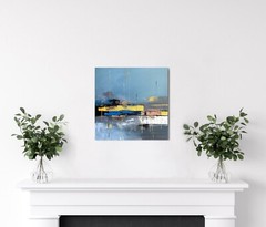 Blue & Gold Textured Art Wall Art – Modern sea scape Décor