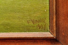 Charming Antique Framed Oil Painting English Cricket Pavilion Sports Victorian