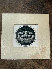 Sweet Vintage Scratch Art Portrait Of Mother Bird And Chicks Illustration