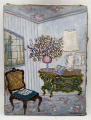 Renée HALPERN (1914-? )- Oil on Canvas School of Paris – Interior Scene