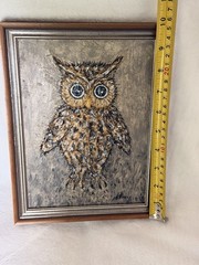 MCM Original Impasto Owl Painting By Dorothy Pease Vintage Mid Century Textured