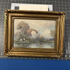 Max Ludby Water Colour A Mill Near Newbury , Gold Frame 14×11 Fine Art