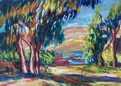 Bright Forest Trail – Original Pastel Drawing 25×35 cm Unframed