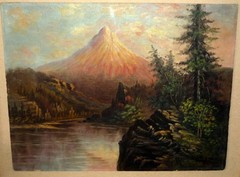 1891 Mt. Hood Oregon Landscape Oil Painting Listed Artist ELDA DURHAM CUTLER