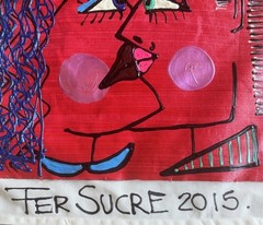 Fernando “ FER “ Sucre Painting Pillow Canvas 20”x 20” 2015 signed Miami pop art