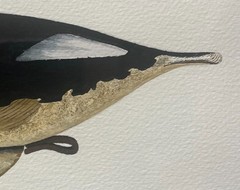 Vintage Original Bob Piscatori ‚Cape Cod MERGANSER Carved Duck DECOY‘ Painting