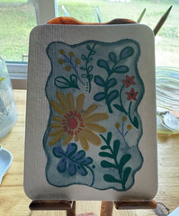 Floral Botanical Folk Art ACEO on Paper Flowers Plants Nature Unframed