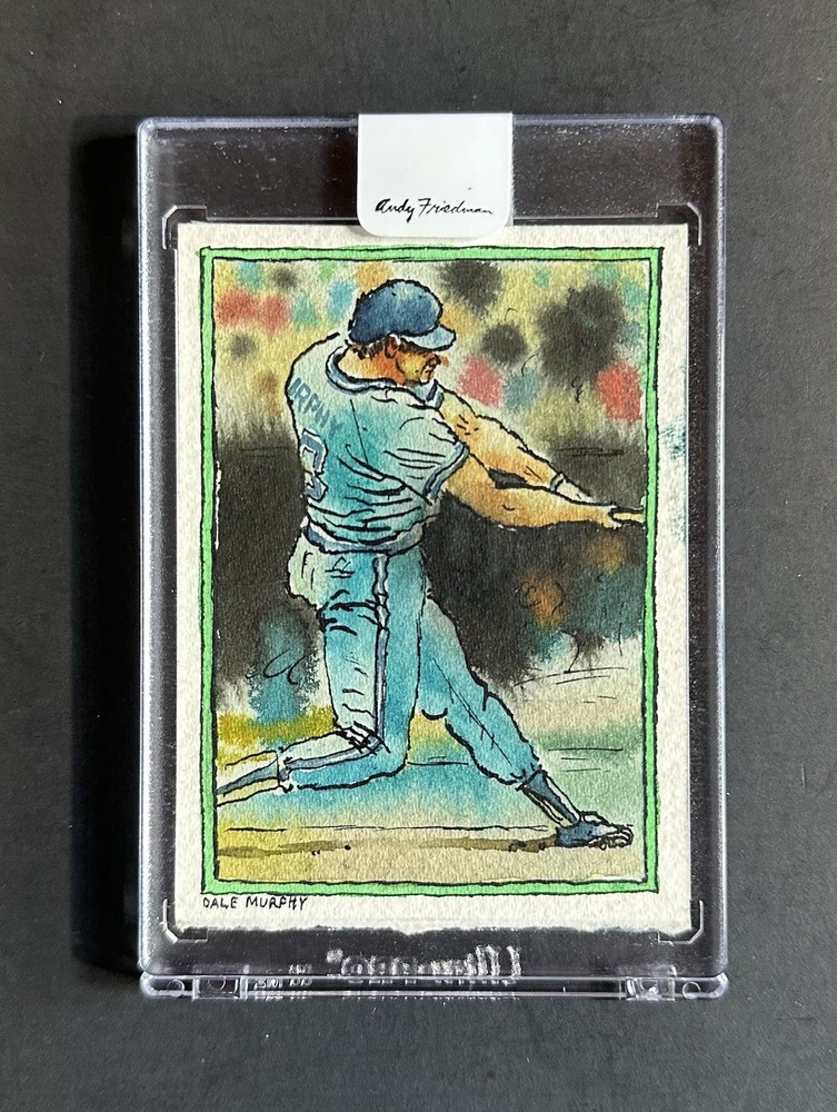 1986 Topps Dale Murphy Original Art Watercolor Painting 1/1 Andy Friedman Signed