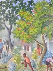 Vintage Original Signed Ceneac Rosemond Painting 12.25×10.25 Framed Haitian Art