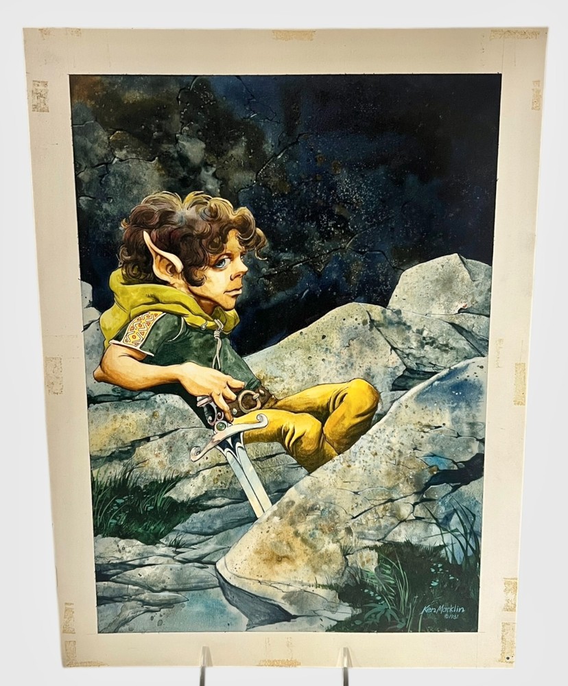 Rare Original Vintage 1981 Ken Macklin „Away From The Shire“ Painting 16″ LOTR