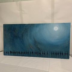 acrylic painting on canvas 24×48 Soul’s Dwelling Original Art Moon Night Sky