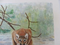 Before the Leap, 11×14 Watercolor Painting, Trees, Wildlife, Predator, Cat