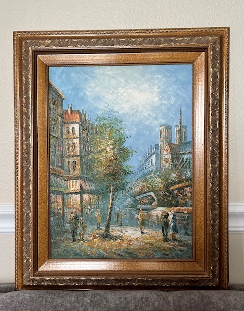 Caroline Burnett 1877-1950 Paris Street Scene Oil Painting Framed Signed 16/12
