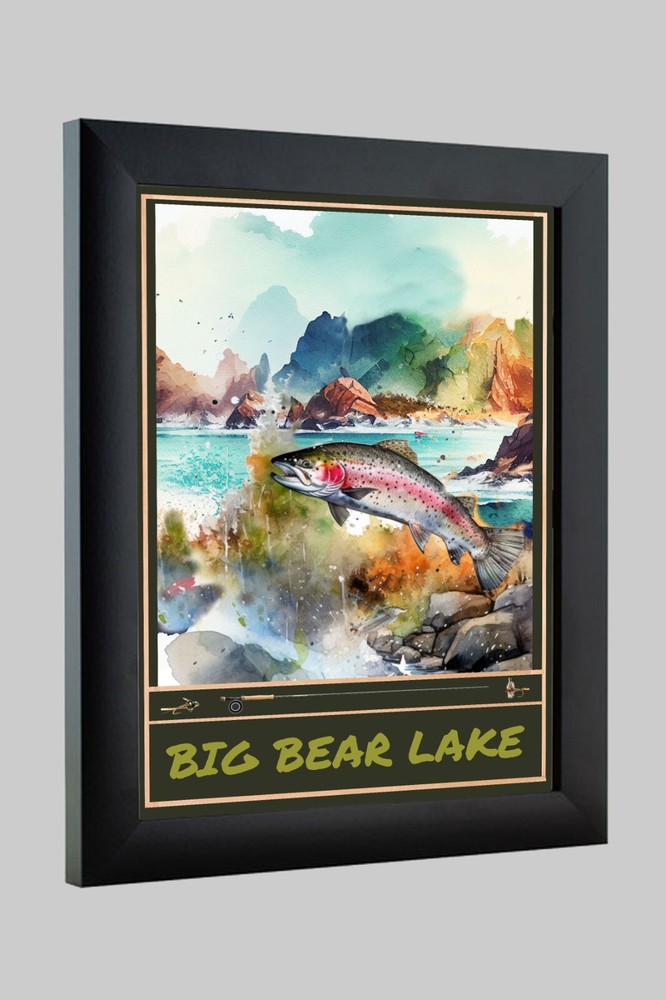 Big Bear Lake Trout Bass Sports Fishing Art Travel Poster Prints