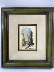 Richard Danskin Original Oil Painting Signed big city San Francisco trolley cars
