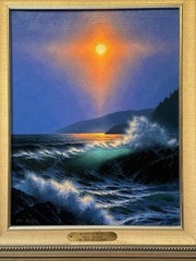 DAVE DALTON PAINTING COASTAL SUNSET BEACH EVENING ORIGINAL FAMOUS OIL 18′ LISTED