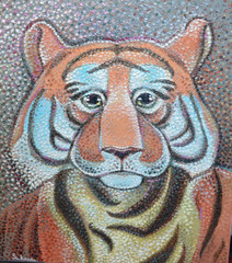 Original oil painting „Tiger“. Canvas size: 40 x 40 cm. Medium: Oil on.