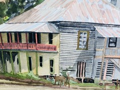 Florida Landscape Watercolor Painting Cedar Key 1967 by late J. Floyd Monk