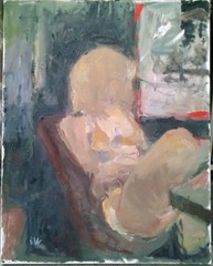 Portrait Boudoir Cubism Interior Oil Painting on 16″x20″ Canvas Original Signed