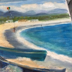 Vintage Seascape Oil Painting Boats Ocean Original Art 20×24 Canvas Unsigned