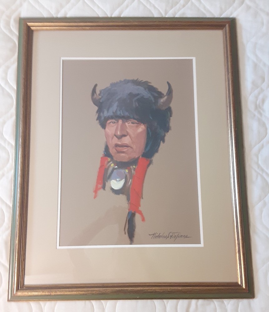 Nicholas Firfires Watercolor & Gouache Painting – American Indian – Framed