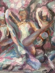 Mid Century Painting Dancers Facing Women Female Model Impressionist Ida Foster
