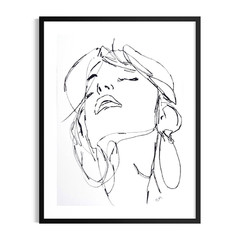 Original Abstract Portrait 9×12 Woman Painting Acrylic Black White Wall Art