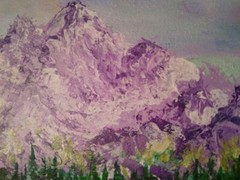 Original painting „Mountain Lake“. Acrylic. 7×9.5 inches. 2022. Handmade