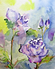 Purple Rose by Delilah impressionism 12×9 watercolor collectible contemporary