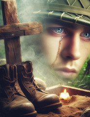 Digital Art-Group Of 4 Military Memory „Their Sacrifice“