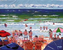 Ocean BEACH People Original Art PAINTING DAN BYL Contemporary Modern 4×5 feet