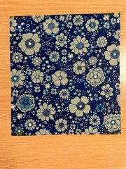 Vintage Original Gouache Ditsy Floral Textile Design, Navy Blue Ground