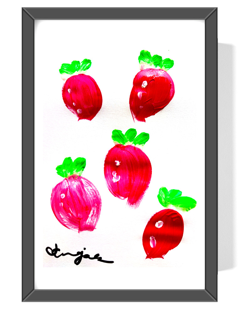 Guajardo Art: Radishes 9X6 Original Paper Unique Whimsical Art