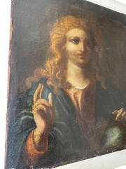 RARE 17th ITALIAN SCHOOL – OIL CANVAS PAINTING – SALVATOR MUNDI